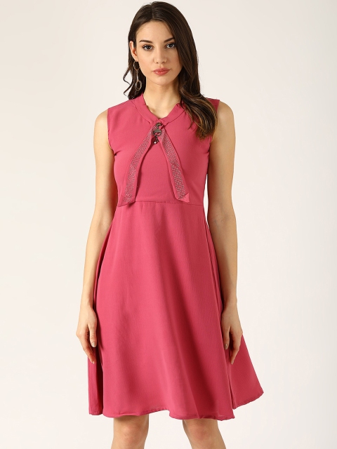 

V2 Value & Variety Pink Tie-Up Neck Dress