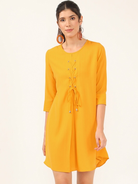 

V2 Value & Variety Mustard Yellow Crepe A-Line Dress