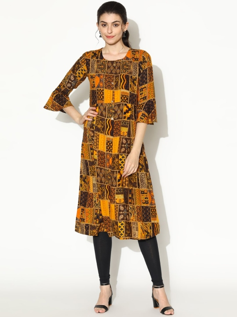 

V2 Value & Variety Mustard Yellow A-Line Midi Dress