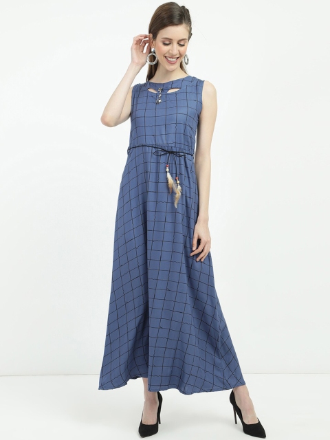 

V2 Value & Variety Blue Checked Maxi Dress