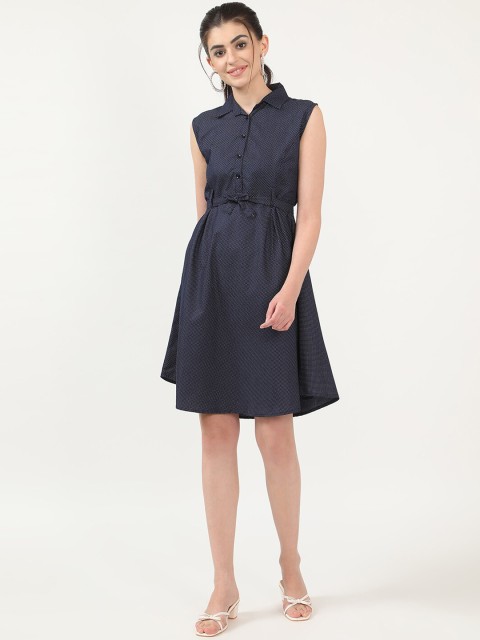 

V2 Value & Variety Navy Blue Denim A-Line Dress