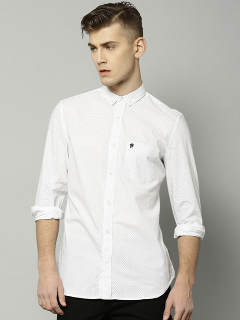 

French Connection Men White Slim Fit Printed Casual Shirt