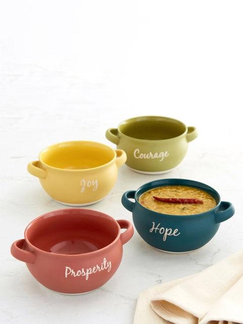 

Home Centre Set Of 4 Printed Stoneware Handi, Yellow