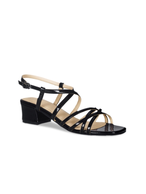 

London Rag Black Party Block Heel Sandals
