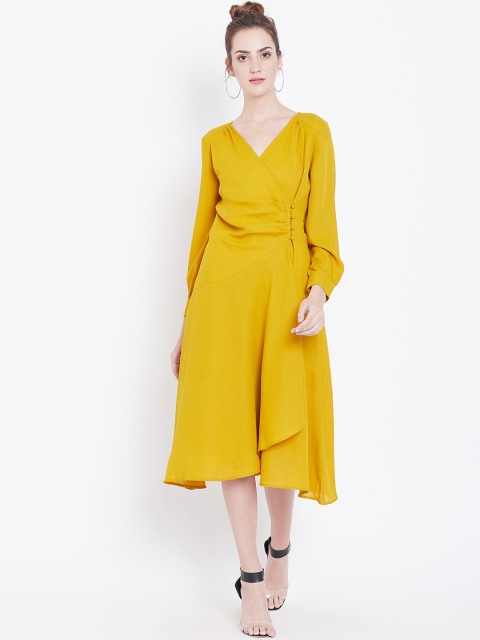 

DODO & MOA Yellow Crepe Wrap Midi Dress
