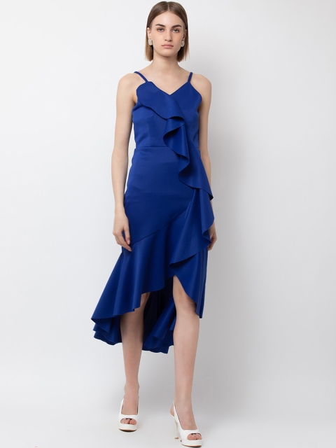 

DODO & MOA Blue Scuba Ruffles Midi Dress