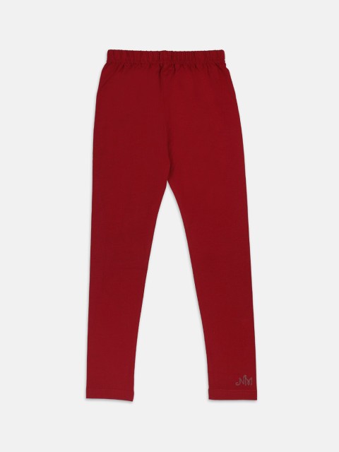 

Nins Moda Girls Maroon Solid Cotton Ankle-Length Leggings
