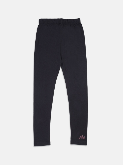 

Nins Moda Girls Navy Blue Solid Cotton Ankle-Length Leggings