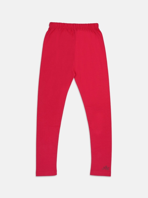 

Nins Moda Girls Magenta Pink Solid Cotton Ankle-Length Leggings