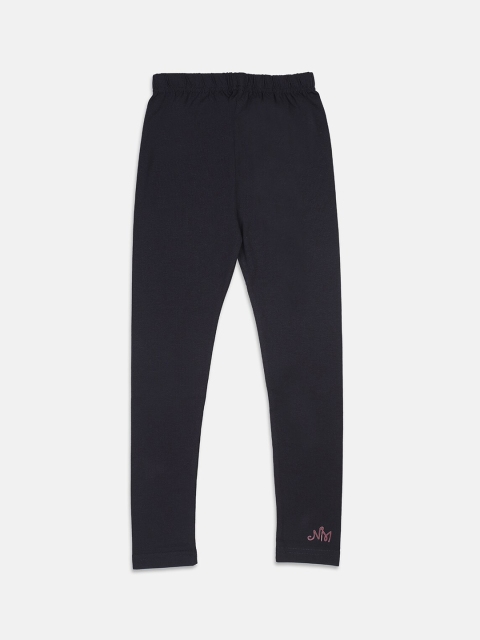 

Nins Moda Girls Navy Blue Solid Cotton Ankle-Length Leggings