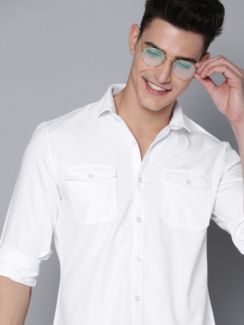 

Mast & Harbour Men White Solid Pure Cotton Casual Shirt