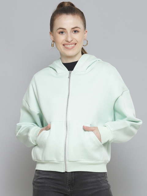 

Femella Women Green Fleece Hooded Sweatshirt
