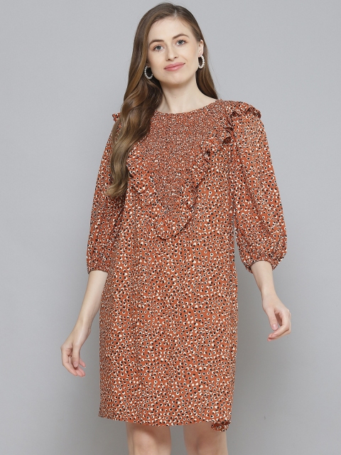 

Femella Brown Smocked Sheath Dress