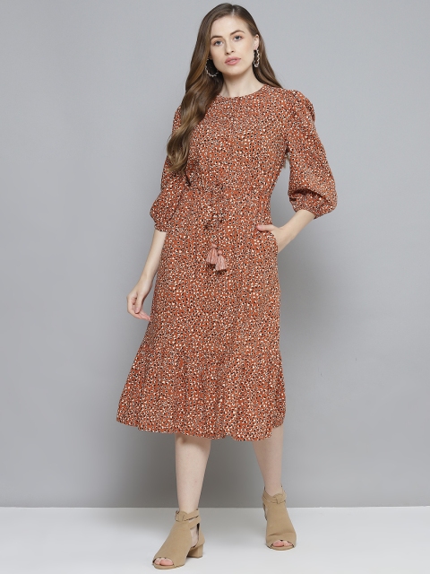 

Femella Brown Printed Button Down Midi Dress