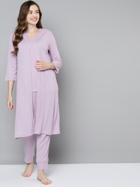 

Femella Women Lavender 3 Piece Night suit