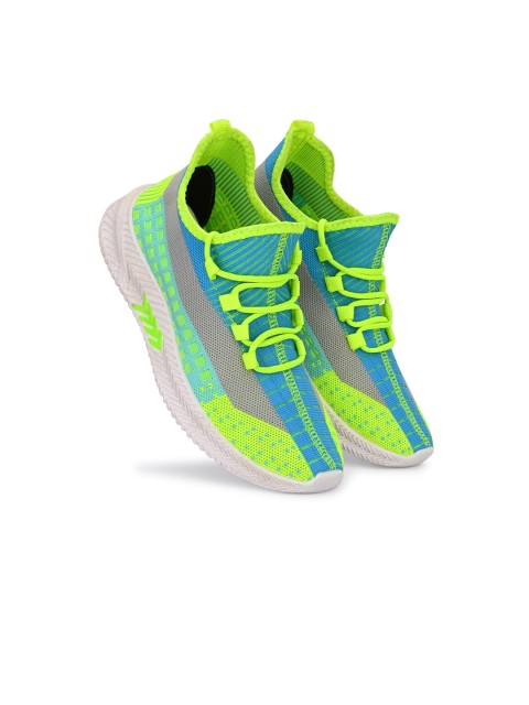 

HIROLAS Men Green & Blue Mesh Running Shoes
