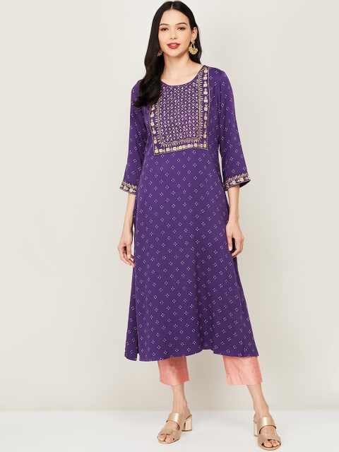 

Melange by Lifestyle Women Purple & Pink Floral Regular Kurta With Palazzos & Dupatta