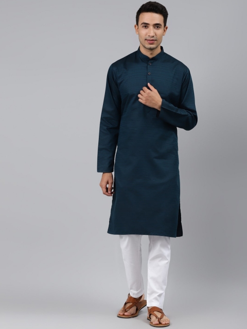 

MANQ Men Teal Thread Work Kurta