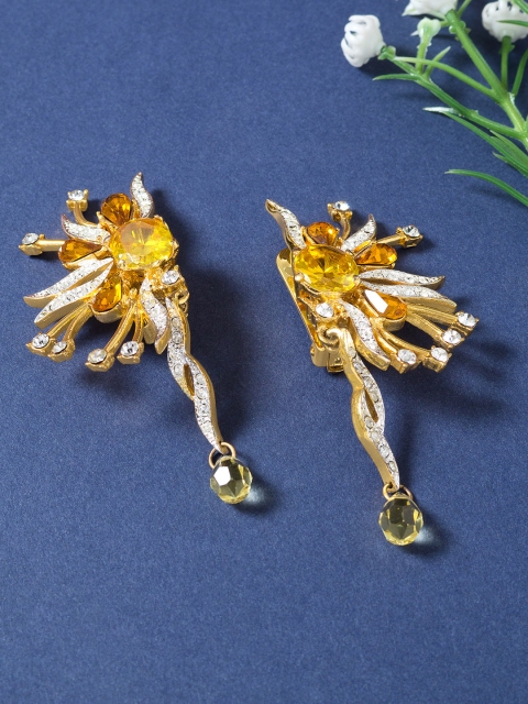 

Golden Peacock Gold-Toned & Yellow Contemporary Studs Earrings
