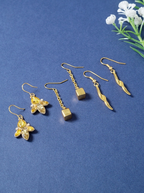 

Golden Peacock Set of 3 Drop Earrings, Gold
