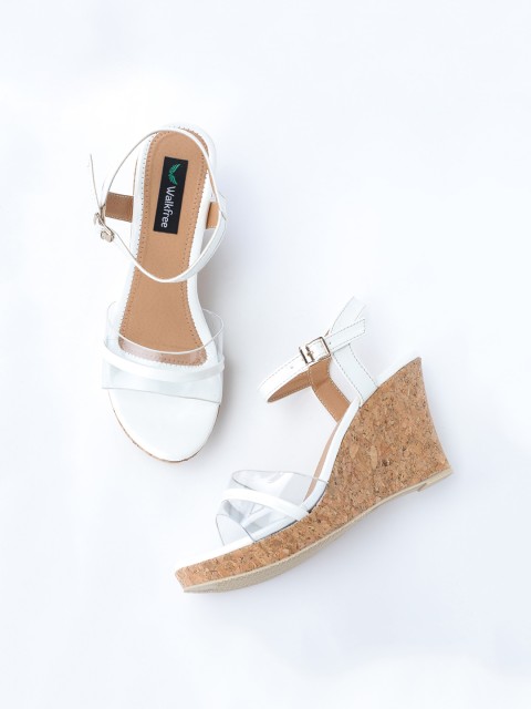 

Walkfree White & Transparent Wedge Sandals