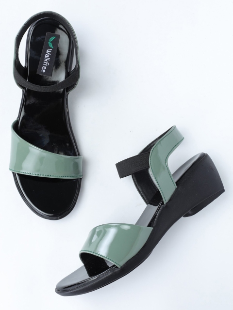 

Walkfree Green Colourblocked Flatform Heel