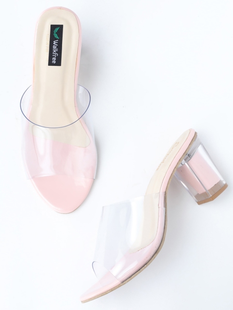 

Walkfree Pink Textured Block Mules