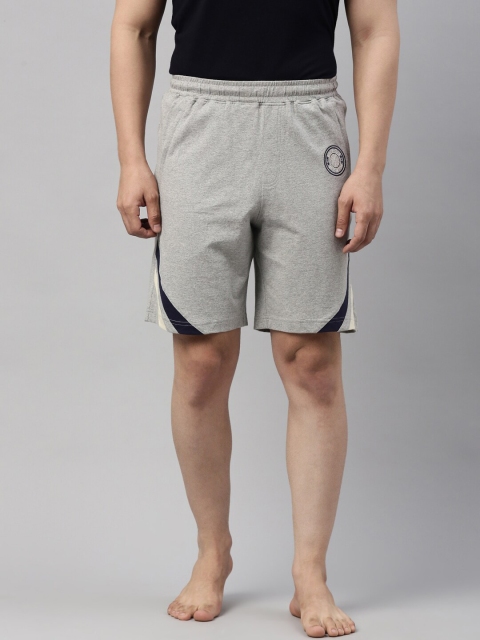 

Bitz Men Grey Melange & Black Organic Cotton Lounge Shorts