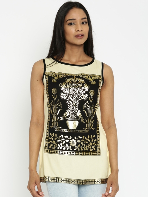 

Indian Ink Women Beige Printed Regular Top