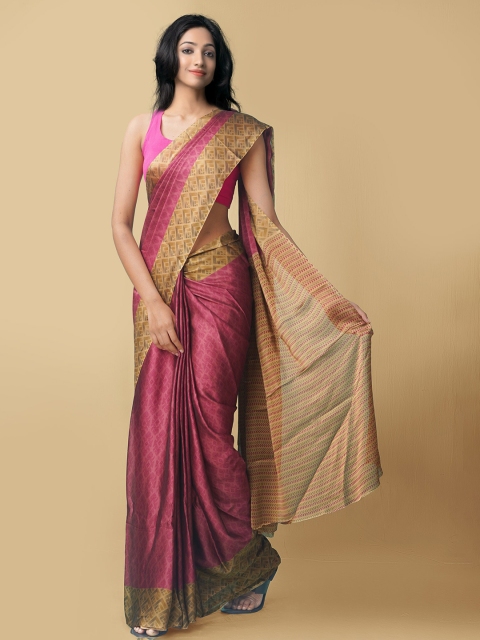 

Unnati Silks Maroon & Tan Woven Design Art Silk Bhagalpuri Saree