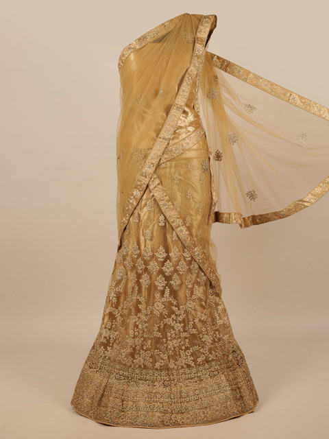 

Pothys Women Gold-Toned Embroidered Lehenga Half Saree