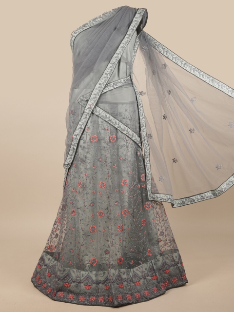 

Pothys Women Grey Embroidered Lehenga Half Saree