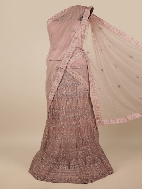 

Pothys Mauve Embroidered Unstitched Lehenga & Blouse With Dupatta