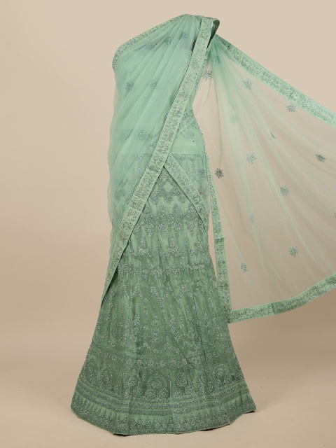 

Pothys Green Embroidered Thread Work Unstitched Lehenga & Blouse With Dupatta