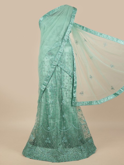 

Pothys Green Embroidered Unstitched Lehenga & Blouse With Dupatta