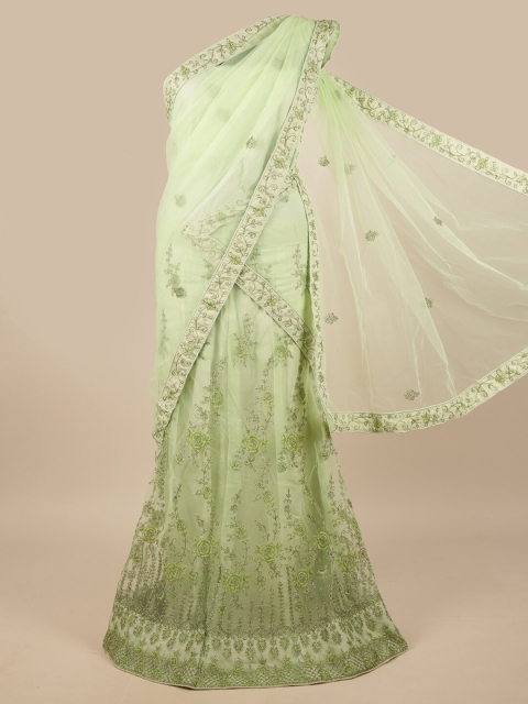 

Pothys Women Green Embroidered Lehenga Half Saree