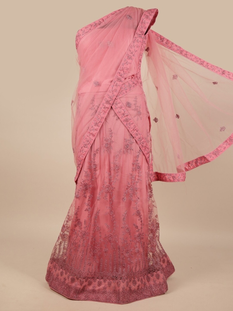 

Pothys Women Pink Embroidered Lehenga Half Saree