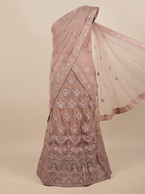 

Pothys Woman Mauve Embroidered Unstitched Lehenga & Blouse With Dupatta