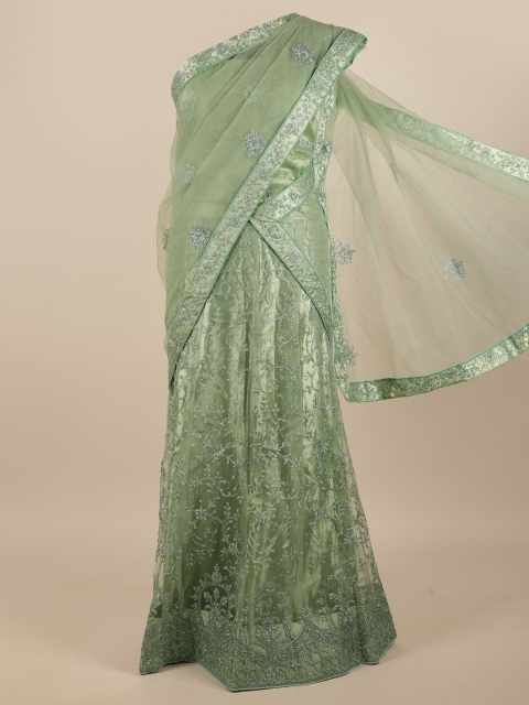 

Pothys Women Green Embroidered Lehenga Half Saree