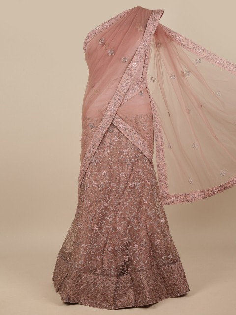 

Pothys Mauve Embroidered Unstitched Lehenga & Blouse With Dupatta