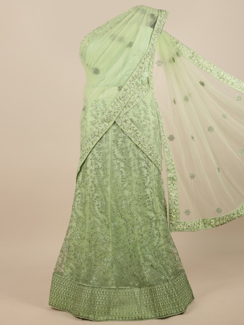 

Pothys Green Embroidered Unstitched Lehenga & Blouse With Dupatta