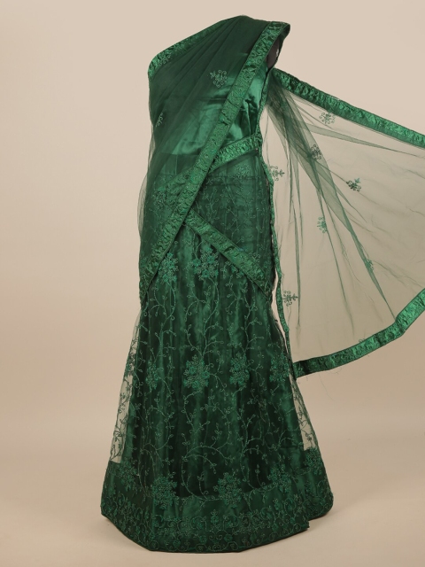

Pothys Green Embroidered Thread Work Unstitched Lehenga & Blouse With Dupatta