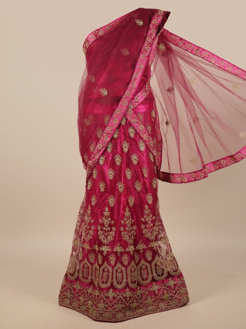 

Pothys Women Magenta Embroidered Lehenga Half Saree