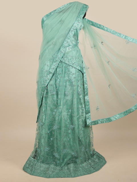 

Pothys Green Embroidered Unstitched Lehenga & Blouse With Dupatta