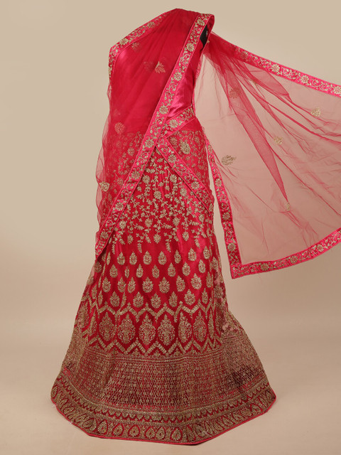 

Pothys Women Pink Embroidered Lehenga Half Saree