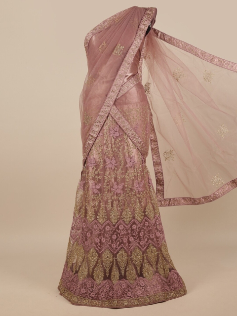 

Pothys Woman Purple Embroidered Unstitched Lehenga & Blouse With Dupatta