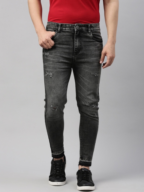 

CINOCCI Men Black Slim Fit Mildly Distressed Heavy Fade Stretchable Jeans