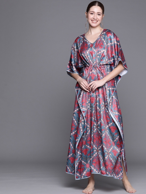 

Biba Women's Grey Geometrical Printed Maxi Night Dress