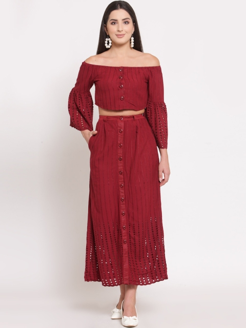 

LUCERO Red Off-Shoulder Maxi Dress