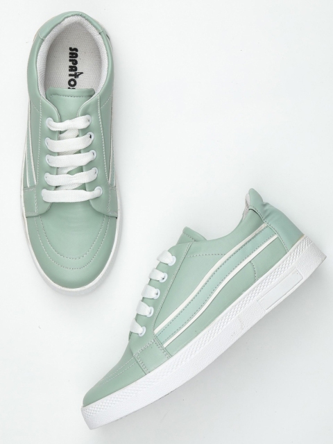 

SAPATOS Women Sea Green Solid Sneakers